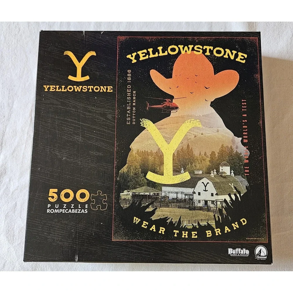 Yellowstone Wear the Brand 500 Piece Puzzle Buffalo Games Complete Paramount